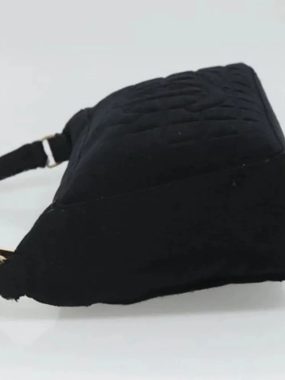 CHANEL Choco Bar line Shoulder Bag Canvas Black CC Auth BA034